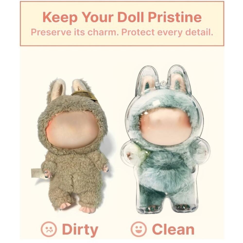 6.7" Clear LABUBU Figure Protective Case for Doll Collectibles Crystal Display - Picture 8 of 9
